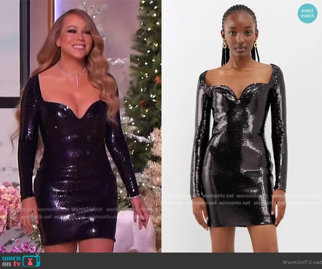 Balenciaga Long Sleeve Bustier Dress worn by Mariah Carey on The Jennifer Hudson Show