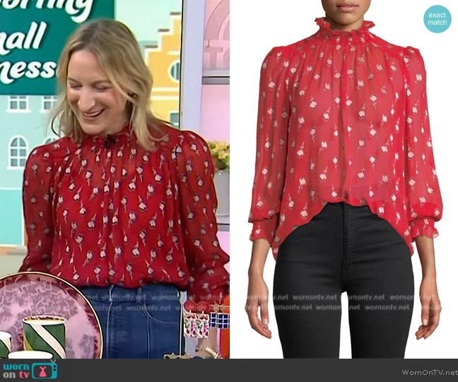 Ba&sh Malawi High-Neck Floral Long-Sleeve Top