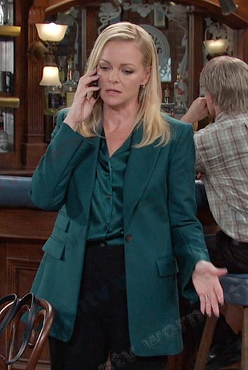 Belle’s teal green blazer on Days of our Lives