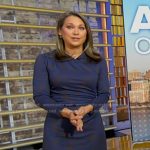 Ginger’s blue printed gathered dress on Good Morning America