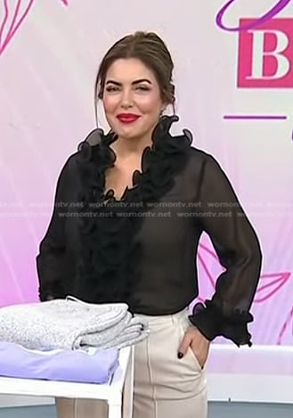Bobbie’s black ruffled sheer blouse on Today