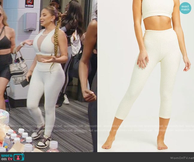 Booty by Brabants Croco Skin Cropped Leggings in French Vanilla worn by Larsa Pippen (Larsa Pippen) on The Real Housewives of Miami