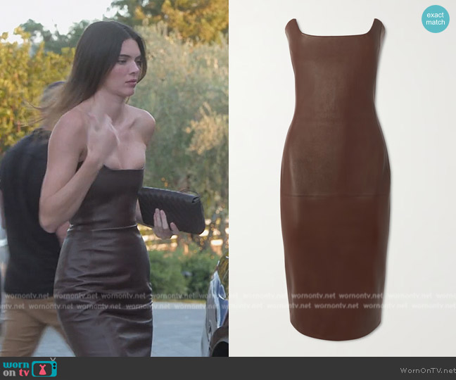 WornOnTV: Kendall's brown leather strapless dress on The Kardashians | Kendall Jenner | Clothes and Wardrobe from TV WornOnTV: Kendall's brown leather strapless dress on The Kardashians | Kendall Jenner | Clothes and Wardrobe from TV