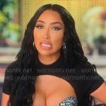 Bre’s black cutout top with crystal studs on Selling Sunset Confessional