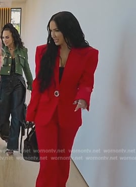 Bre’s red blazer and pants on Selling Sunset
