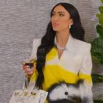 Bre’s spray paint print suit on Selling Sunset