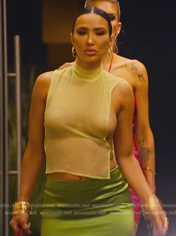 Bre’s green mesh top on Selling Sunset