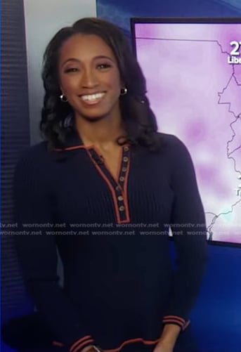 Brittany’s navy contrast trim polo dress on Good Morning America