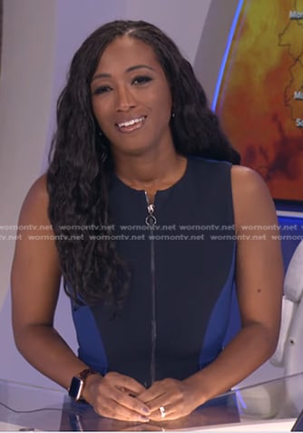 Brittany’s black and blue zip front dress on Good Morning America