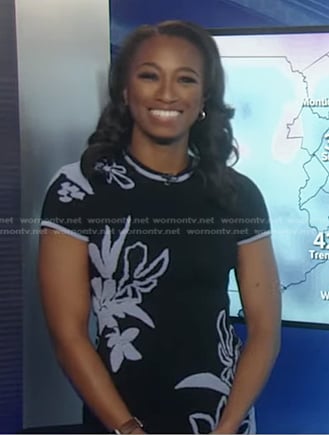 Brittany’s black and blue floral knit dress on Good Morning America