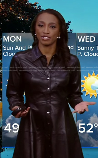 Brittany’s black leather shirtdress on Good Morning America
