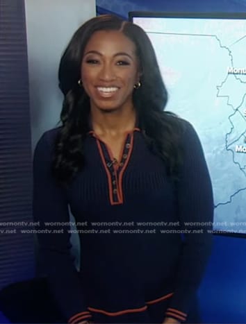 Brittany’s navy contrast trim polo dress on Good Morning America