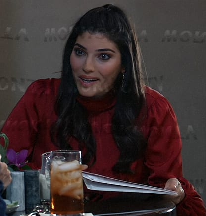 Brook Lynn’s red balloon sleeve blouse on General Hospital