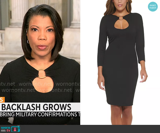 Calvin Klein O-Ring Cutout 3/4-Sleeve Sheath Dress worn by Nikole Killion on CBS Mornings