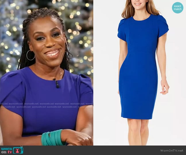Calvin Klein Tulip Sleeve Dress worn by Tiffany Aliche on Good Morning America