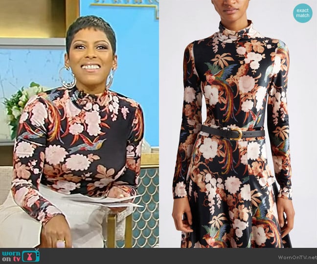 Cara Cara Suzie Floral Print Mock Neck Top worn by Tamron Hall on Tamron Hall Show