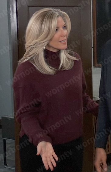 Carly’s burgundy sweater on General Hospital