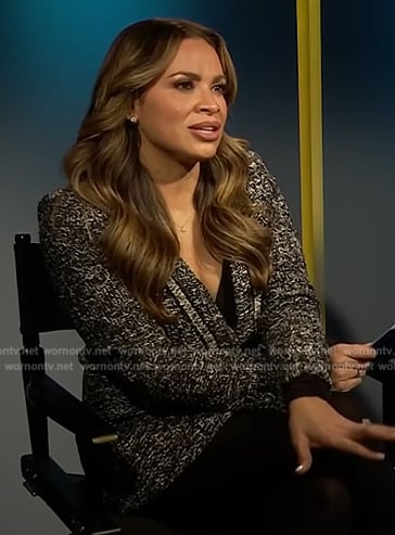 Carolina Bermudez’s gray tweed blazer on E! News
