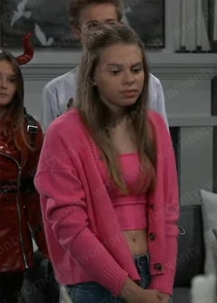 Charlotte’s pink cardigan and cami set on General Hospital