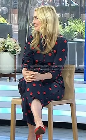 Chassie’s navy and red polka dot jumpsuit on Today