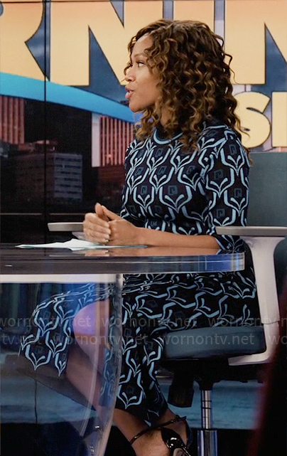 Chris’s blue monogram print sweater on The Morning Show