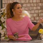 Chrishell’s pink rib knit cutout waist midi dress on Selling Sunset
