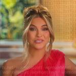 Chrishell’s pink fringed one shoulder dress on Selling Sunset