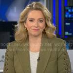 Christina Ruffini’s green blazer with lace up sleeves on CBS Mornings