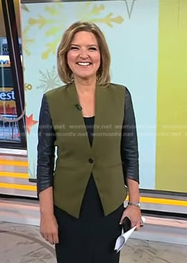 Christine Romans’s green leather sleeve blazer on Today