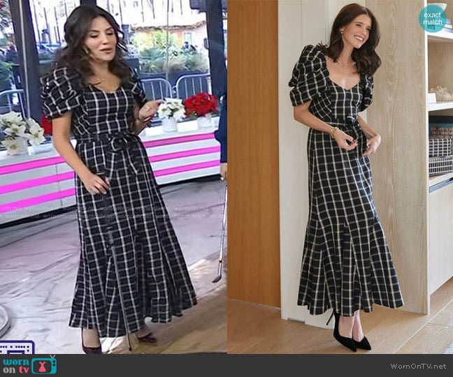 Cleobella Sun Valley Ankle Dress in Pali Plaid worn by Adrianna Barrionuevo Brach on Today