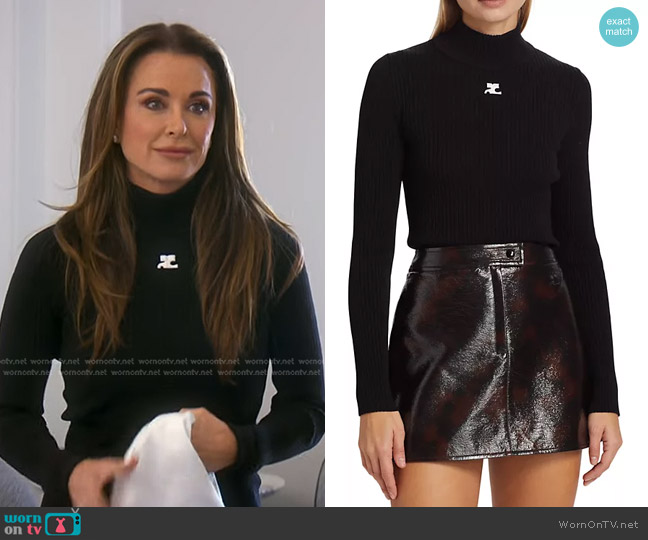 Courreges Re-Edition Embroidered Ribbed Sweater worn by Kyle Richards on The Real Housewives of Beverly Hills