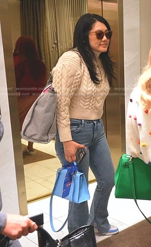 Crystal’s ivory cable knit sweater on The Real Housewives of Beverly Hills