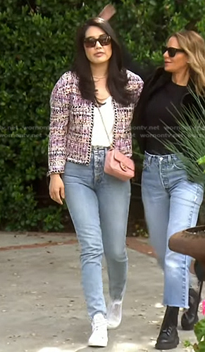 Crystal’s pink tweed jacket and jeans on The Real Housewives of Beverly Hills