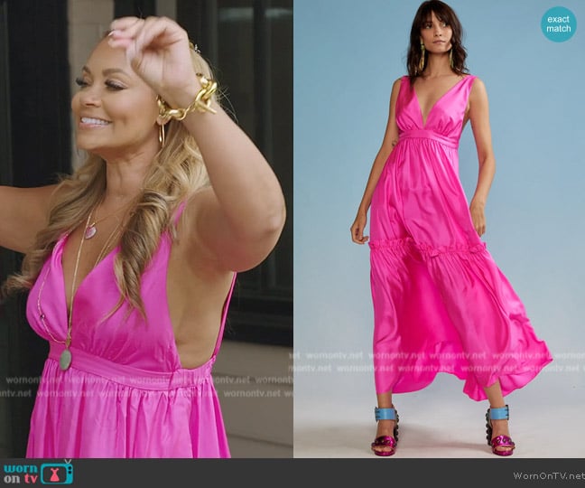 Cynthia Rowley Juna Silk Dress in Hot pink worn by Gizelle Bryant on The Real Housewives of Potomac