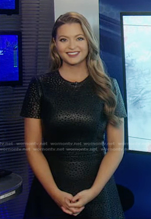 Dani’s black laser cut leather dress on Good Morning America