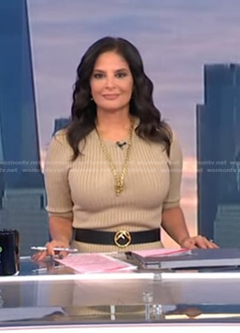 Darlene’s black round buckle belt on Today
