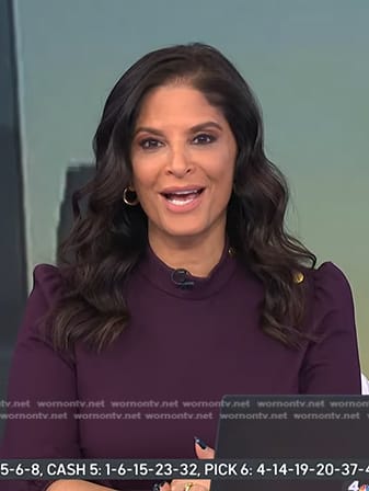 Darlene Rodriguez’s purple buttoned shoulder dress on Today