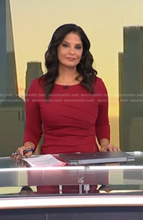 Darlene’s red gathered side-zip dress on Today