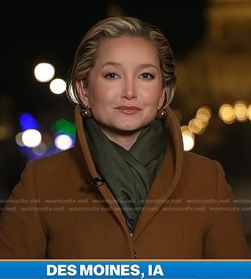 Dasha Burns’s brown stand collar coat on Today