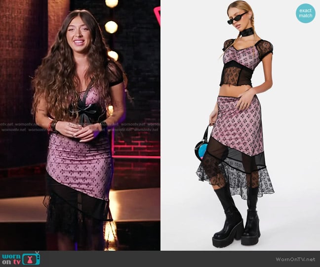 dELiA*s by Dolls Kill Foreign Affair Midi Skirt Set worn by Nini Iris on The Voice