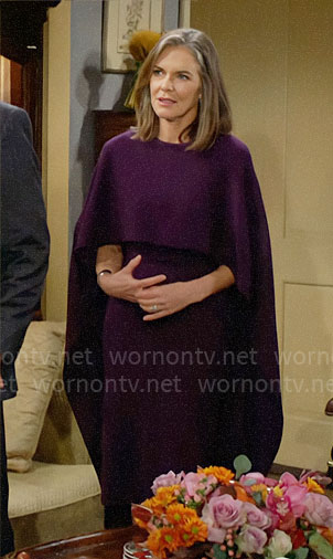 Diane’s purple cape overlay dress on The Young and the Restless