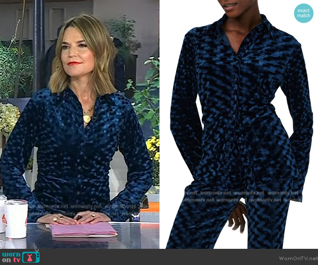 Diane von Furstenberg Soluck Velvet Shirt worn by Savannah Guthrie on Today