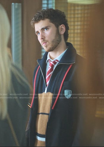 Didac’s beige colorblock half-zip sweater on Elite