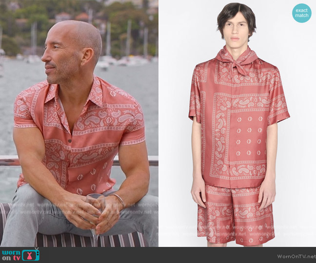 Dior Bandana Silk Shirt worn by Jason Oppenheim on Selling Sunset