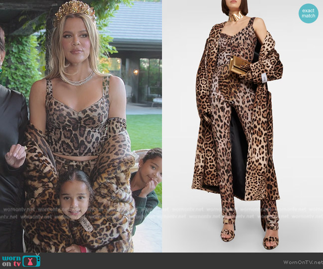 Dolce & Gabbana x Kim Leopard-print bustier top worn by Khloe Kardashian (Khloe Kardashian) on The Kardashians