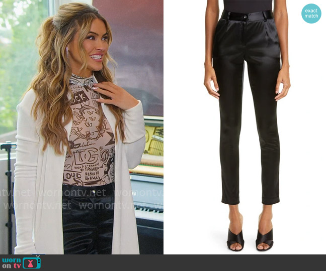 Dolce & Gabbana Skinny Stretch Satin Pants worn by Chrishell Stause on Selling Sunset