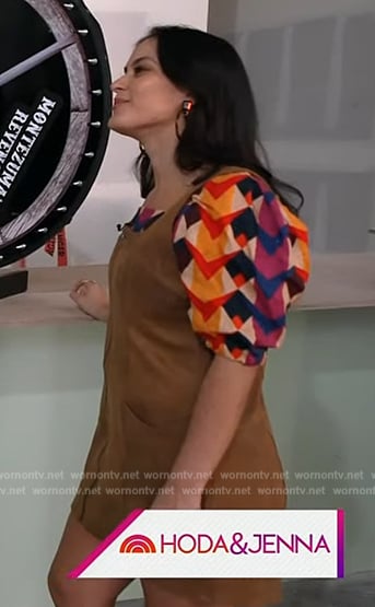 Donna Farizan’s printed top and leather mini dress on Today