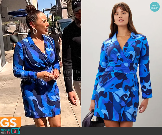 Donna Morgan Blazer Wrap Dress worn by Michelle Miller on CBS Mornings
