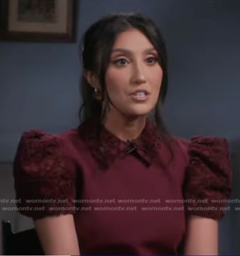 Dr. Sheila Farhang’s red lace puff sleeve dress on Good Morning America