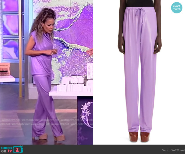 Dries Van Noten Hochas Glossy Jersey Pants worn by Sunny Hostin on The View